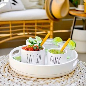 COPY - RAE DUNN ARTISAN GUAC + SALSA SET WITH 2 BAMBOO SPOONS